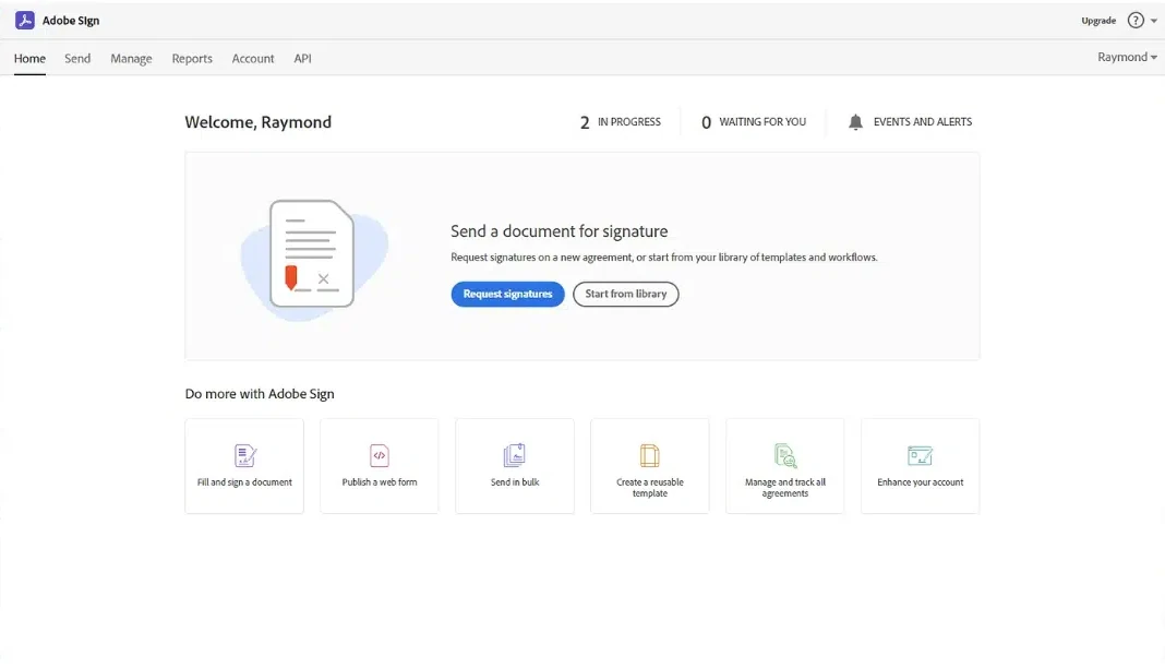 Interface de Adobe Sign