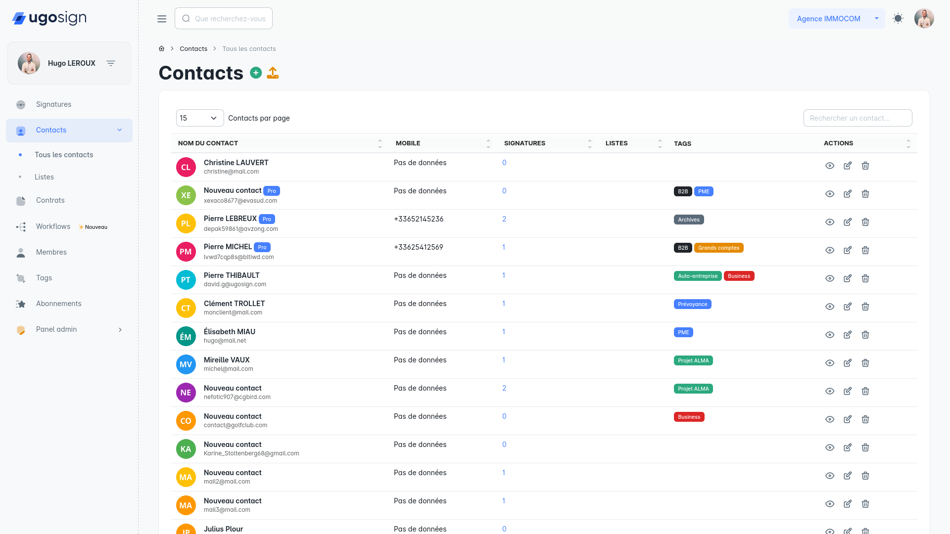 Gérez vos contacts et listes de diffusions sans quitter notre outil.