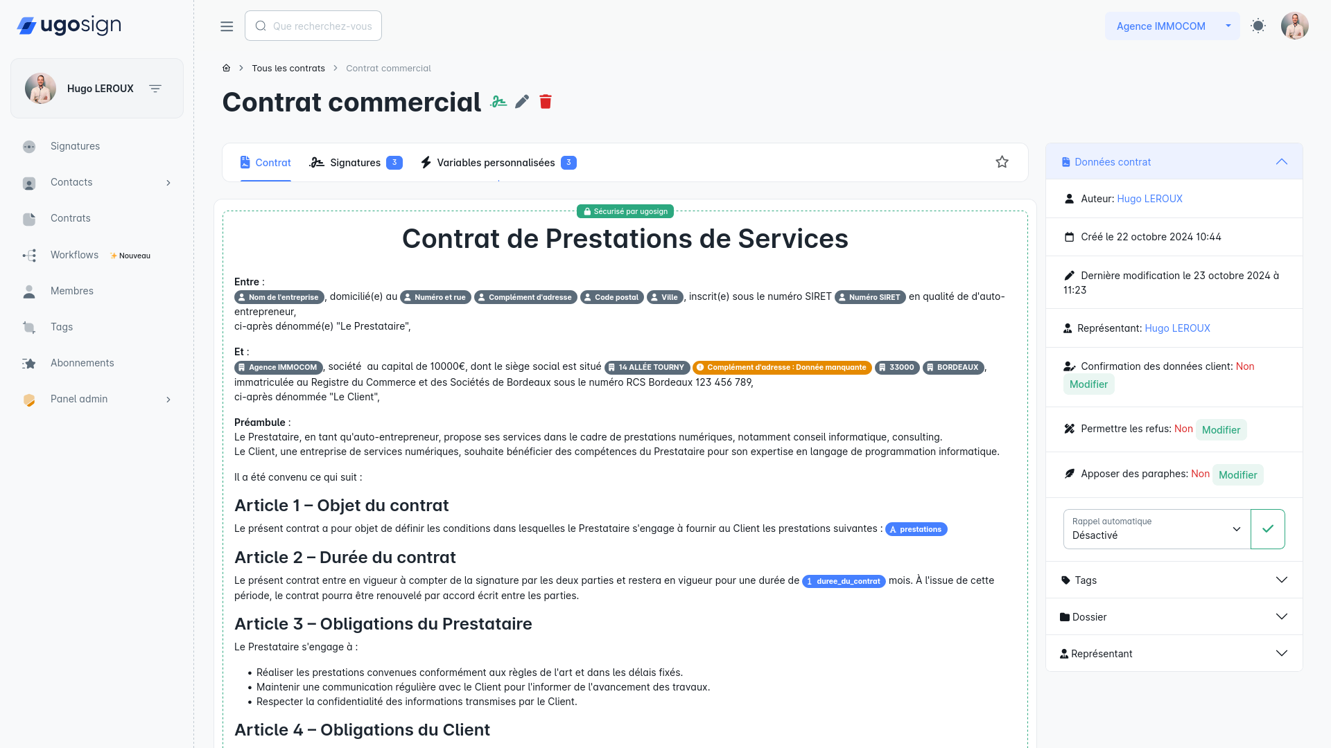 Des contrats dynamiques simplement avec Ugosign.